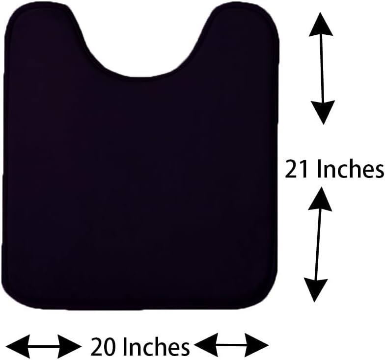 Madeals Velvet Toilet Lid Cover and Tank Lid Cover with Memory Foam Toilet Mat 3 Piece Toilet Contour Mat Set Black - Image 3